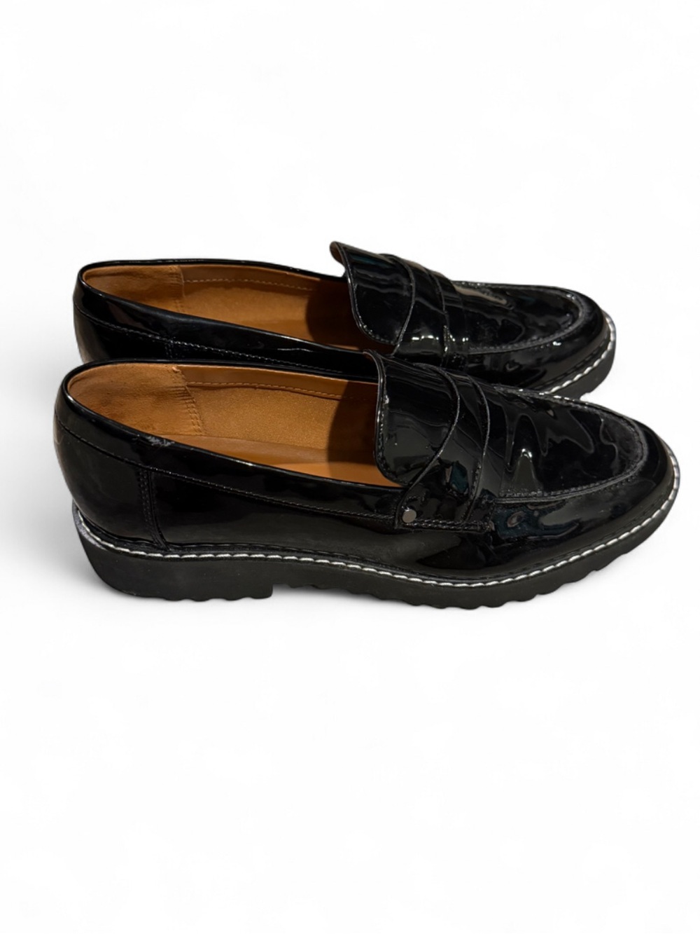 Franco Sarto Balin Black Patent Platform Loafer- US 7.5 M